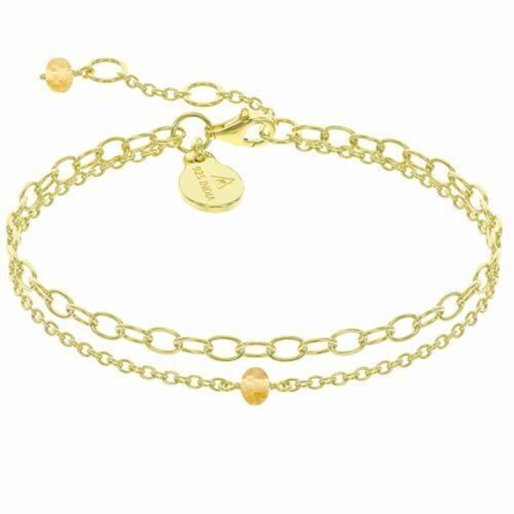 6012 Citrine Bracelet , Certified 925 Sterling Silver with Vermeil 18K Gold
